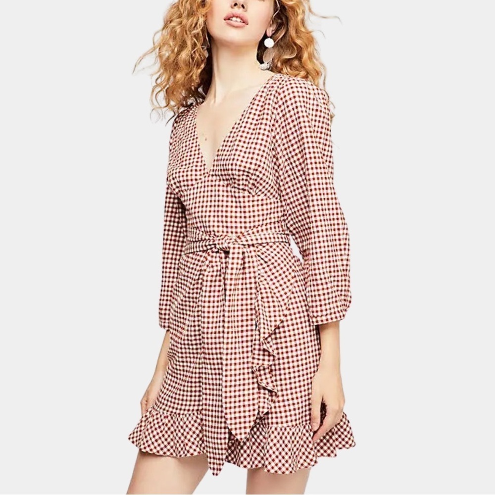 Free People Gingham Checkered Fargo Dress